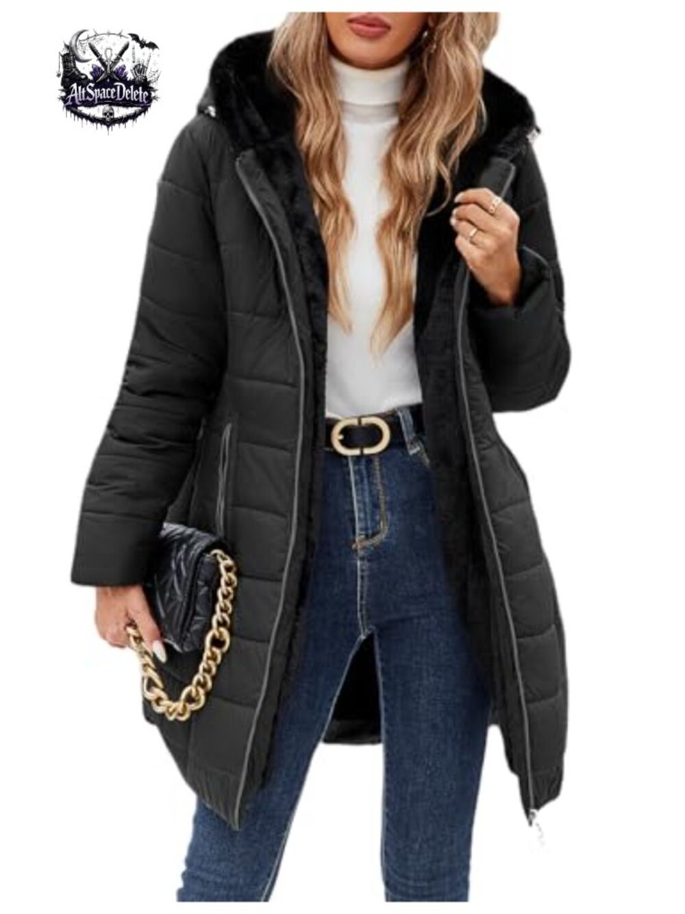 Women's Long Quilted Puffer Coat Fleece Lined Hooded Winter Parka Zip Up